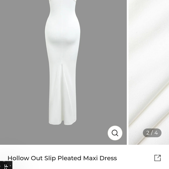 MICAS White Hollow Out Slip Pleated Maxi Dress Sz M - Picture 5 of 6